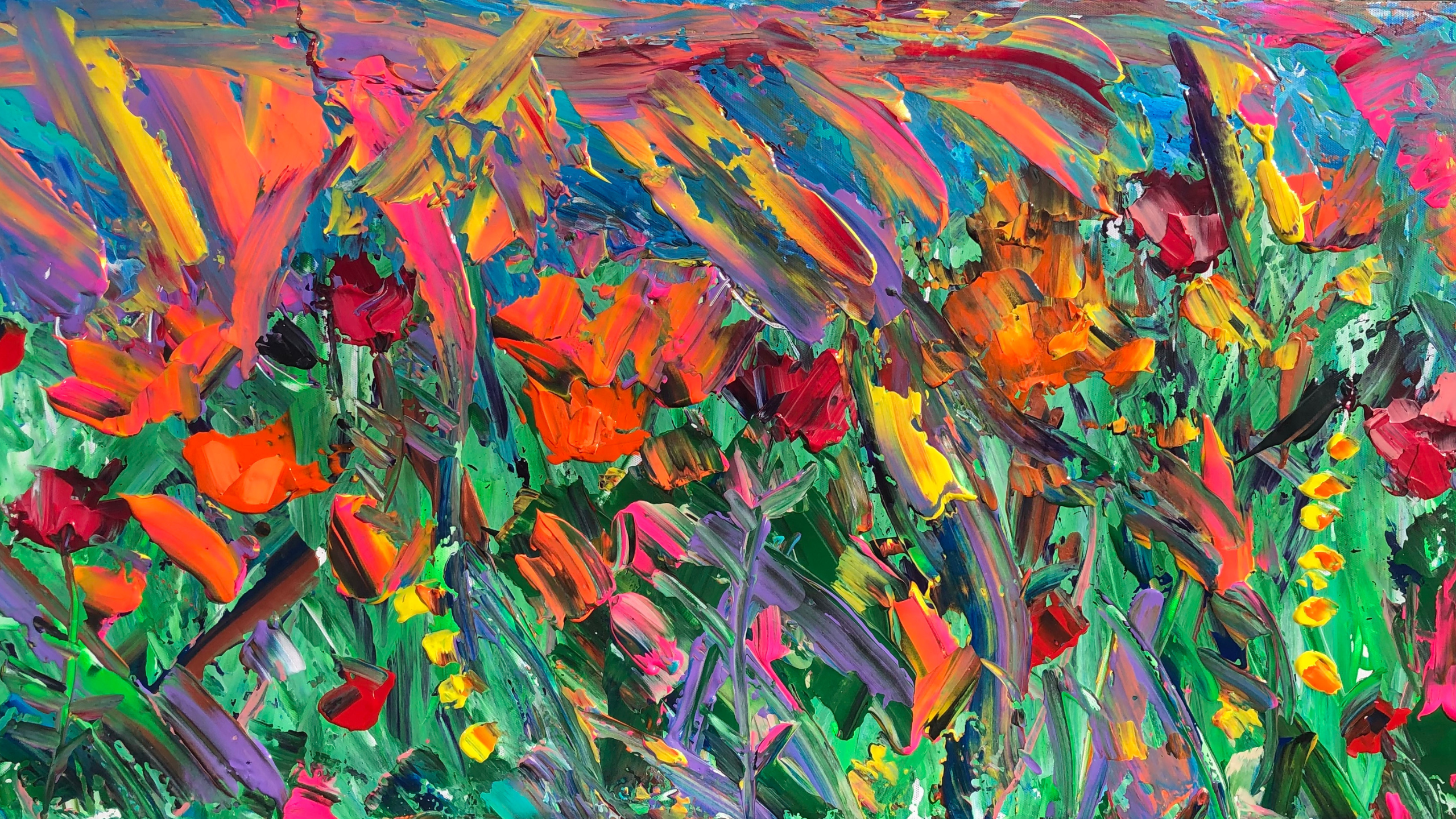 Colorful floral impressionistic abstract painting by crystal knutson